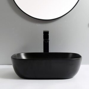Glacier Rectangular Ceramic Vessel Sink - Matte Black - Size: 455*325*135mm - Image 2