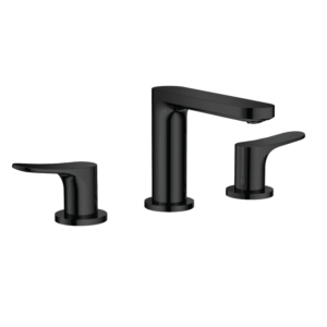CAE Ledro 8 Inch Double Handle 3 Hole Vanity Faucet - Matte Black - Image 1