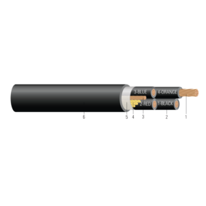 #6 4/C & Earth CU THHN/PVC PHASE ID 1x8 GG TYPE TC-ER 600V BLACK - Direct Burial - Per Foot - Image 1