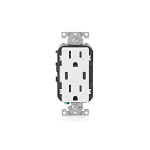 Leviton USB Dual Type-C/C in-Wall Charger with 15A Tamper-Resistant Outlet - Image 1