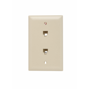Single Gang 2-Telephone Jack RJ11 w/plate - Ivory - Image 1