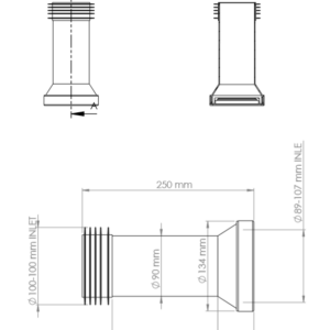 Epson Extended Straight Pan Connector 250mm to BS5627 - Image 2