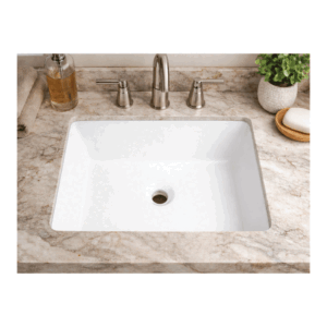Glacier Rectangular Ceramic Undermount Sink in Matte White - Image 1