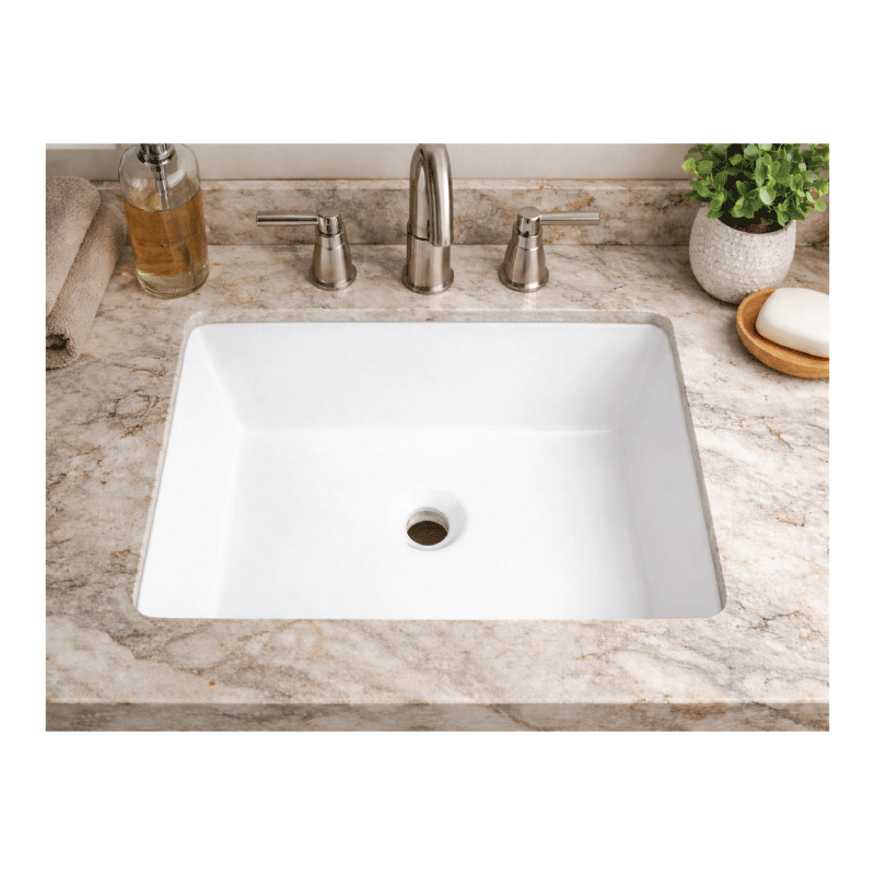 Glacier Rectangular Ceramic Undermount Sink in Matte White | Platinum ...