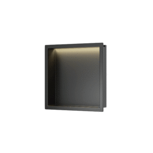 Milano Shower Niche in Matte Black with LED Light - Stainless Steel - Image 1