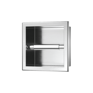 Milano Recessed Toilet Paper Holder in Brushed Stainless Steel - Image 1