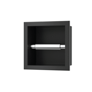 Milano Recessed Toilet Paper Holder in Matte Black Stainless Steel - Image 1